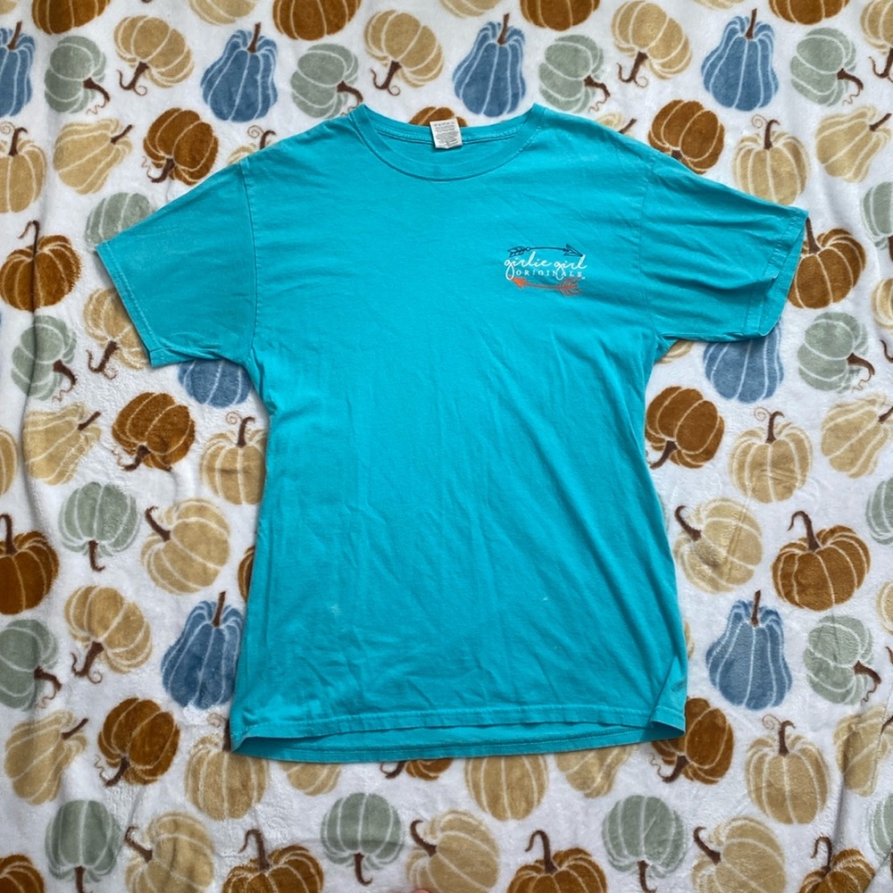 Blue girlie girl t-shirt in a size Medium and true to size